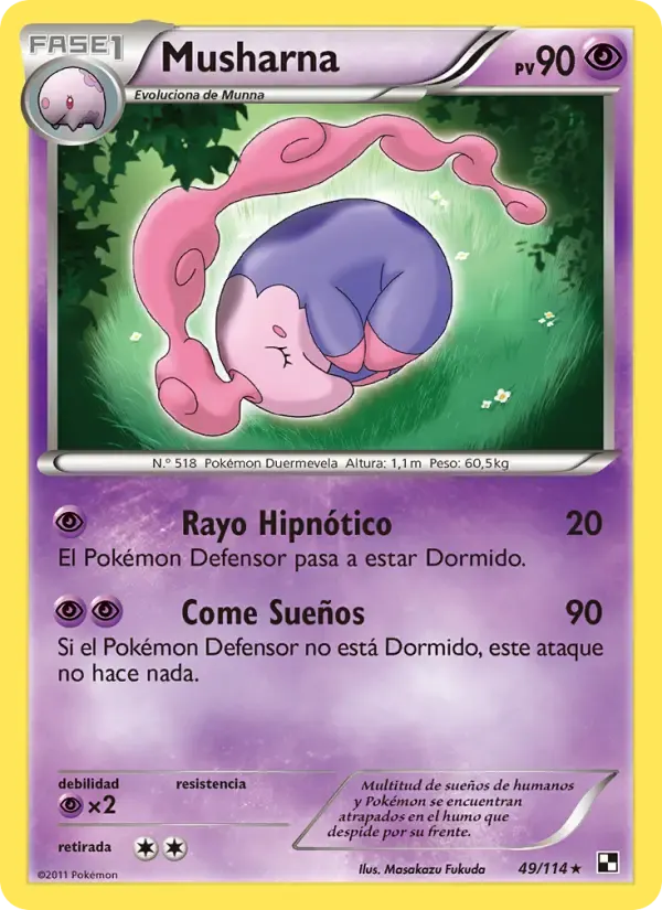 Musharna — Negro y Blanco 49 Spanish Pokémon card