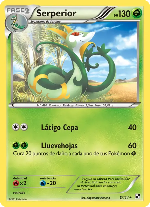 Serperior — Negro y Blanco 5 Spanish Pokémon card