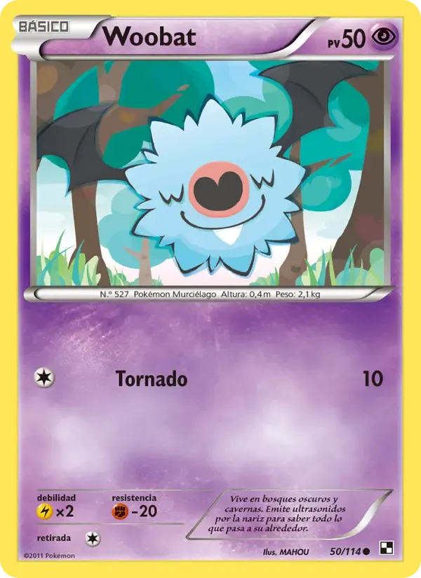Woobat — Negro y Blanco 50 Spanish Pokémon card