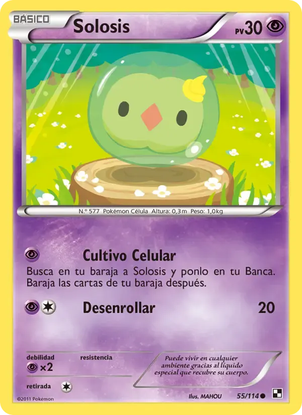Solosis — Negro y Blanco 55 Spanish Pokémon card