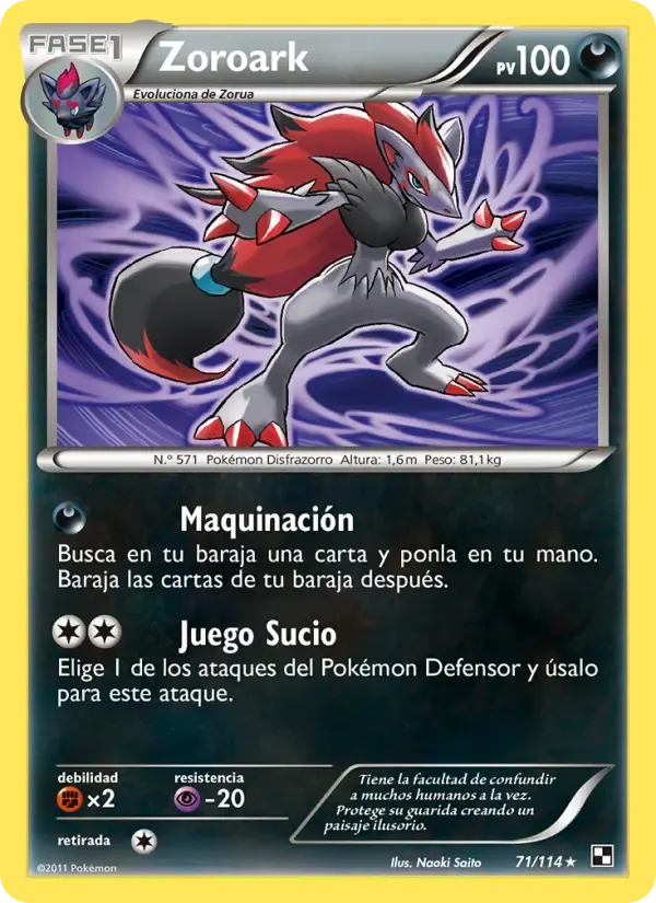 Zoroark — Negro y Blanco 71 Spanish Pokémon card