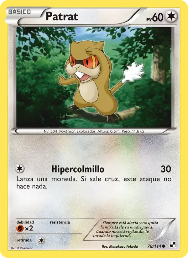 Patrat — Negro y Blanco 78 Spanish Pokémon card