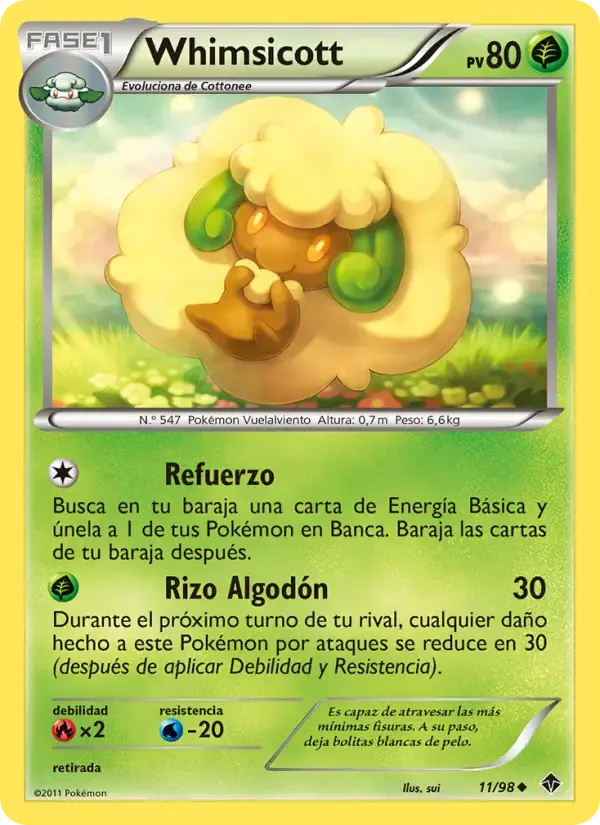 Whimsicott — Fuerzas Emergentes 11 Spanish Pokémon card