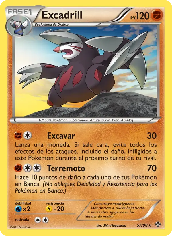 Excadrill — Fuerzas Emergentes 57 Spanish Pokémon card