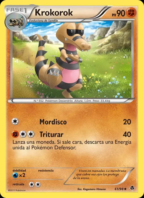 Krokorok — Fuerzas Emergentes 61 Spanish Pokémon card
