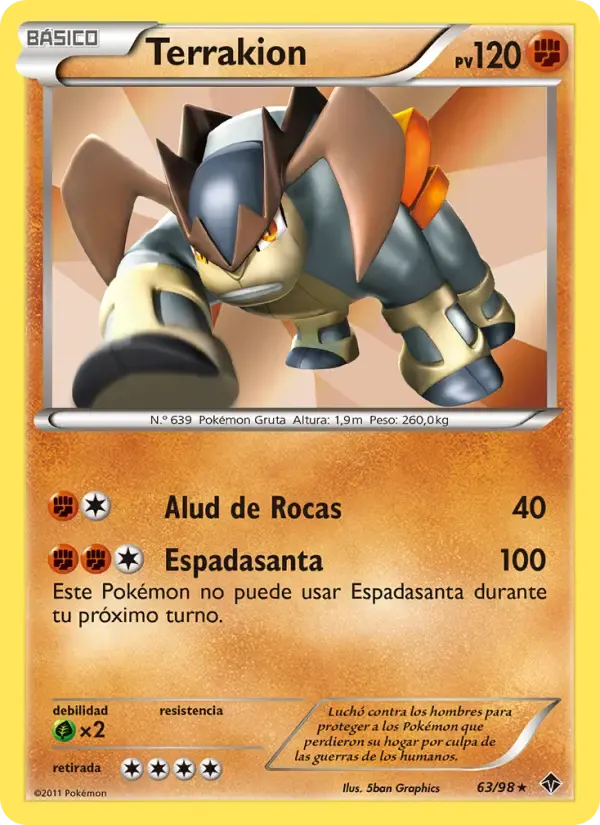 Terrakion — Fuerzas Emergentes 63 Spanish Pokémon card