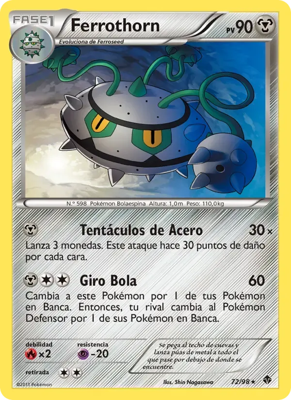 Ferrothorn — Fuerzas Emergentes 72 Spanish Pokémon card