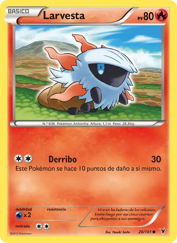 Larvesta — Nobles Victorias 20 Spanish Pokémon card