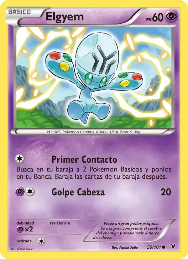 Elgyem — Nobles Victorias 55 Spanish Pokémon card