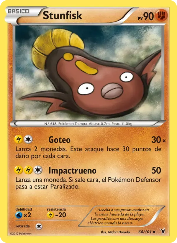 Stunfisk — Nobles Victorias 68 Spanish Pokémon card