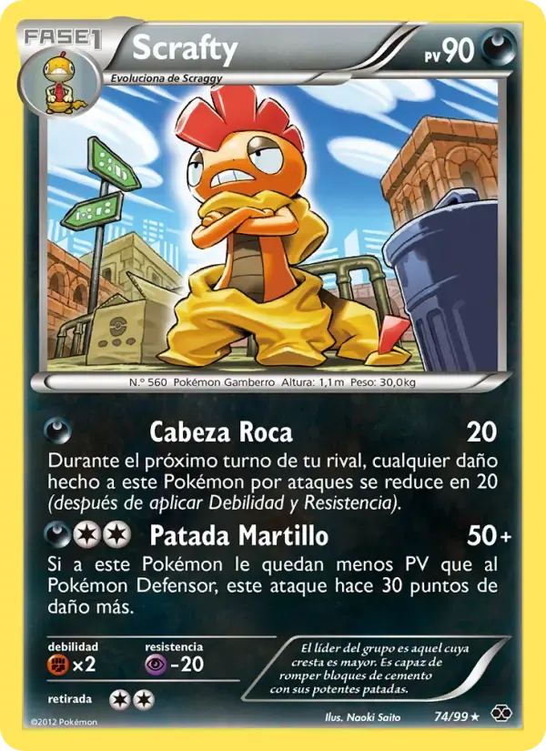 Scrafty — Próximos Destinos 74 Spanish Pokémon card