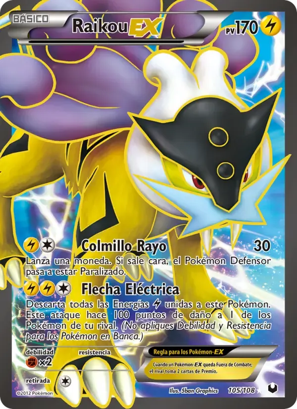 Raikou-EX — Oscuros Exploradores 105 Spanish Pokémon card