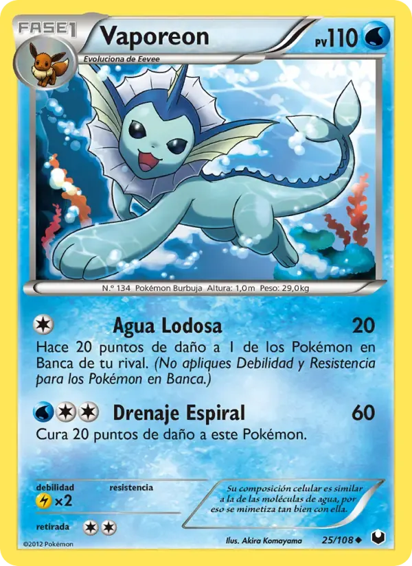 Vaporeon — Oscuros Exploradores 25 Spanish Pokémon card