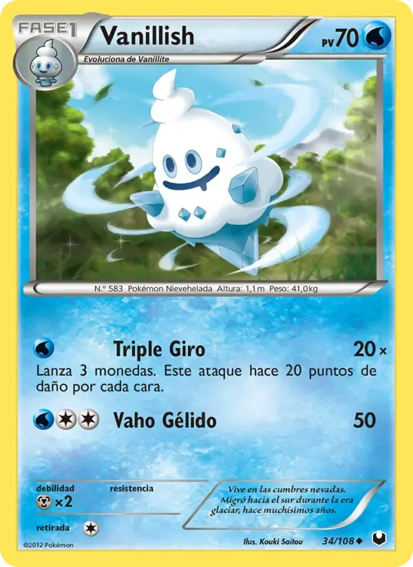 Vanillish — Oscuros Exploradores 34 Spanish Pokémon card
