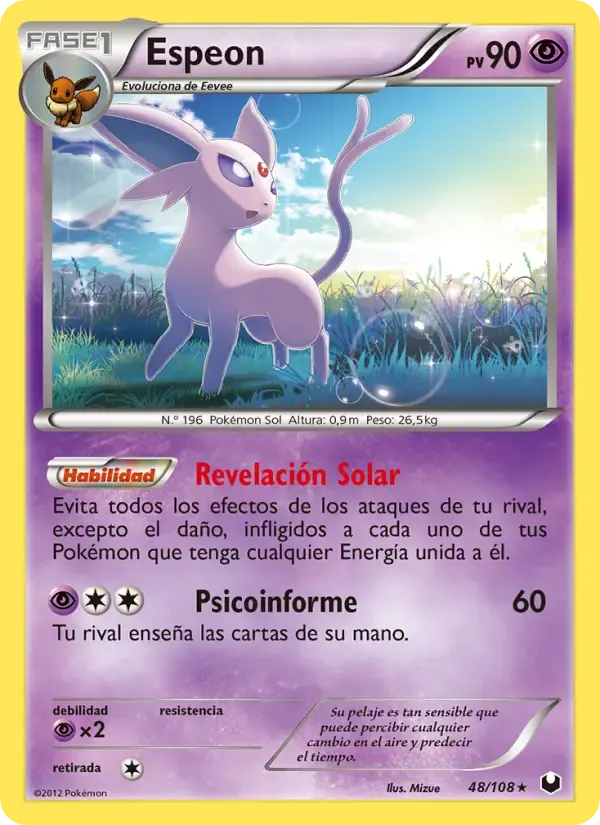 Espeon — Oscuros Exploradores 48 Spanish Pokémon card