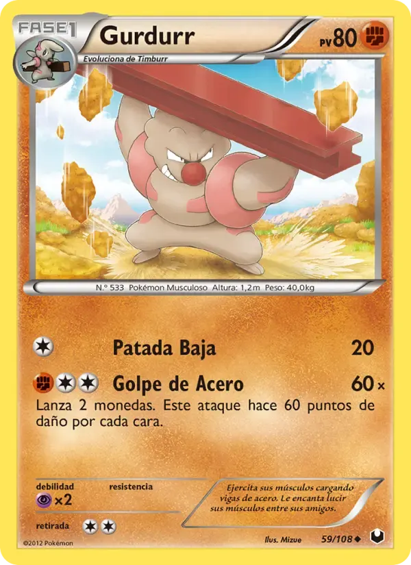 Gurdurr — Oscuros Exploradores 59 Spanish Pokémon card