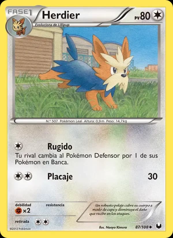Herdier — Oscuros Exploradores 87 Spanish Pokémon card