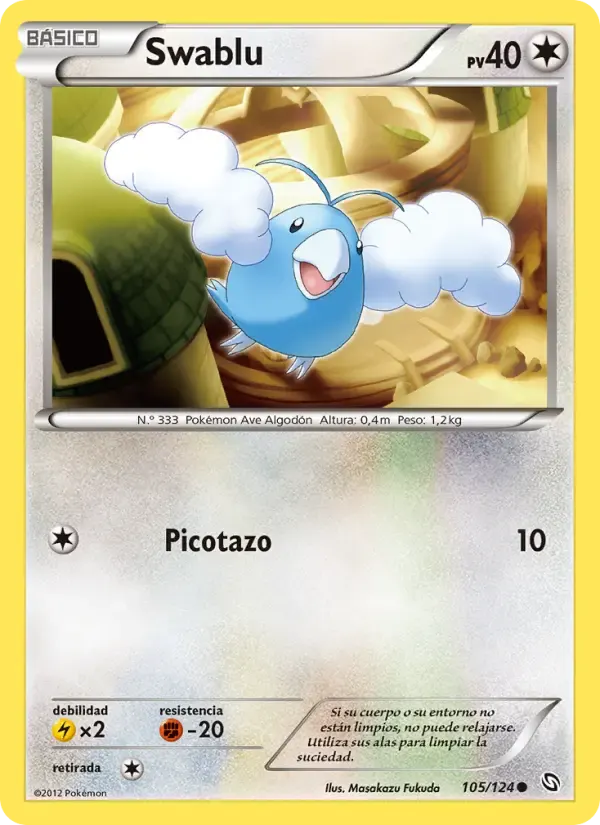 Swablu — Dragones Majestuosos 105 Spanish Pokémon card