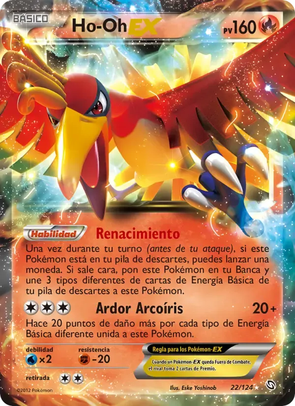 Ho-Oh-EX — Dragones Majestuosos 22 Spanish Pokémon card
