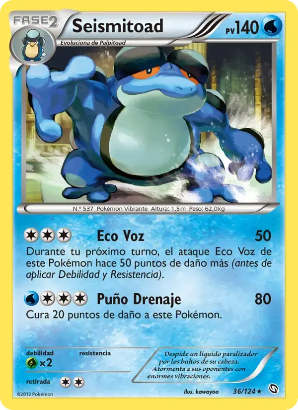 Seismitoad — Dragones Majestuosos 36 Spanish Pokémon card