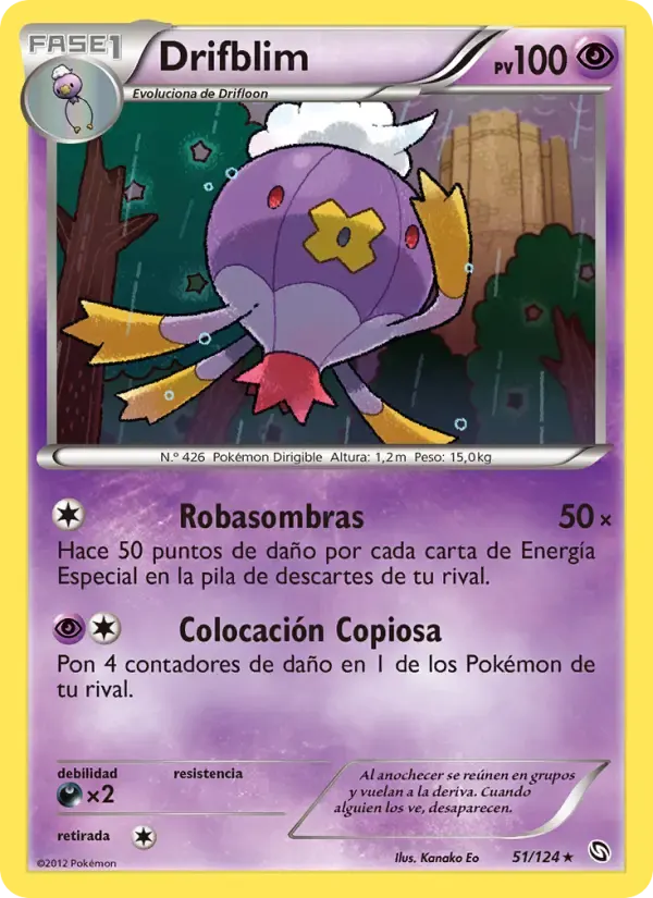 Drifblim — Dragones Majestuosos 51 Spanish Pokémon card