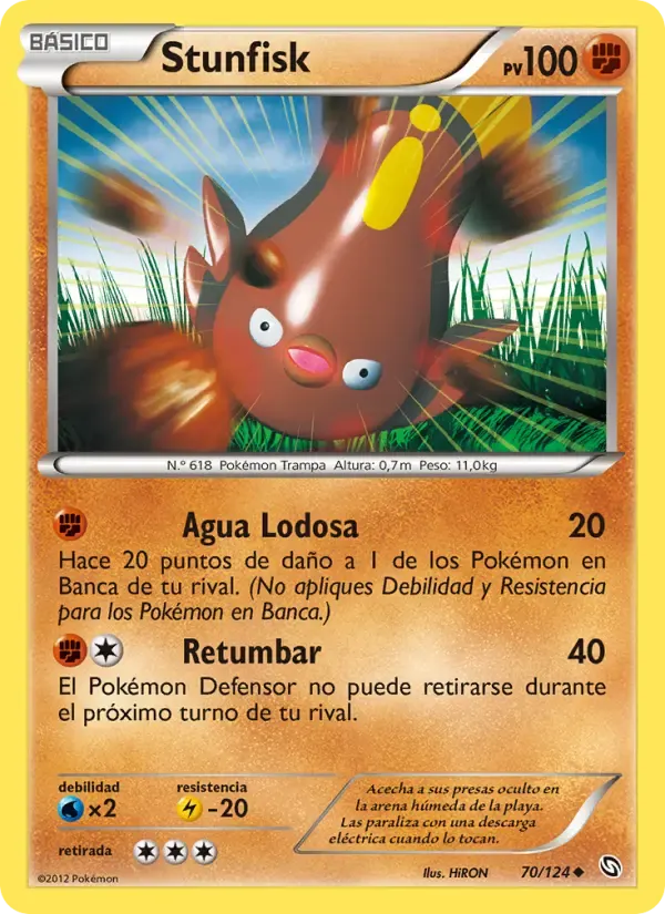Stunfisk — Dragones Majestuosos 70 Spanish Pokémon card