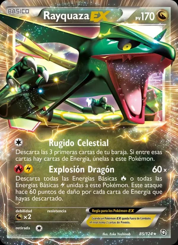 Rayquaza-EX — Dragones Majestuosos 85 Spanish Pokémon card