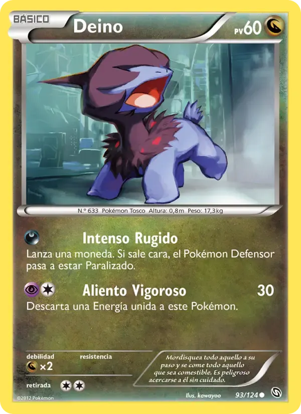 Deino — Dragones Majestuosos 93 Spanish Pokémon card