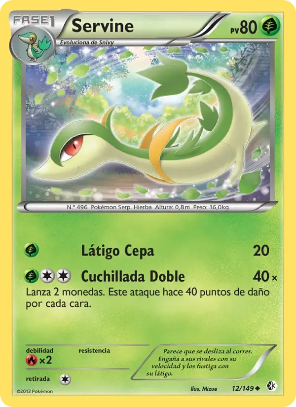 Servine — Fronteras Cruzadas 12 Spanish Pokémon card