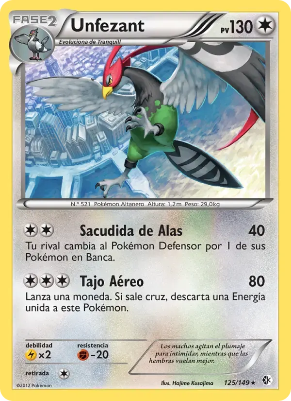 Unfezant — Fronteras Cruzadas 125 Spanish Pokémon card