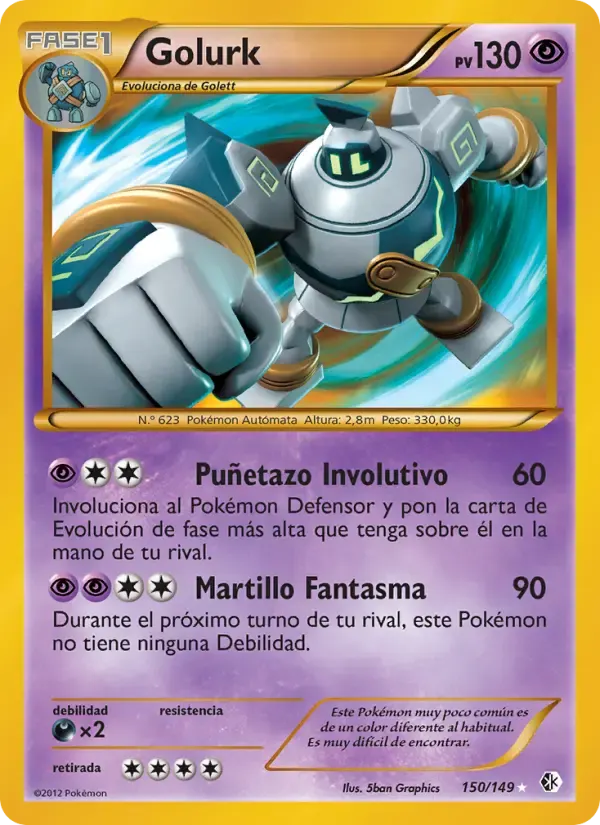 Golurk — Fronteras Cruzadas 150 Spanish Pokémon card