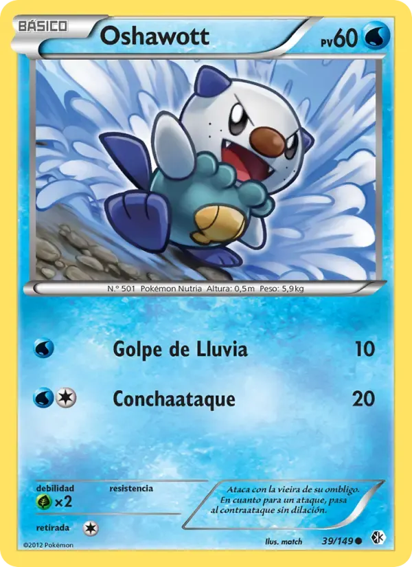 Oshawott — Fronteras Cruzadas 39 Spanish Pokémon card