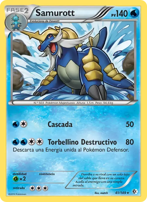 Samurott — Fronteras Cruzadas 41 Spanish Pokémon card