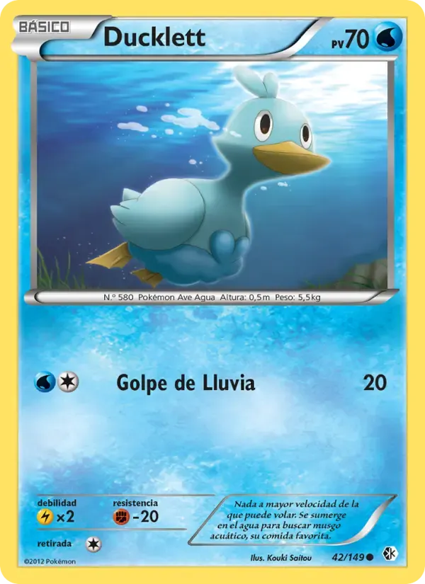 Ducklett — Fronteras Cruzadas 42 Spanish Pokémon card
