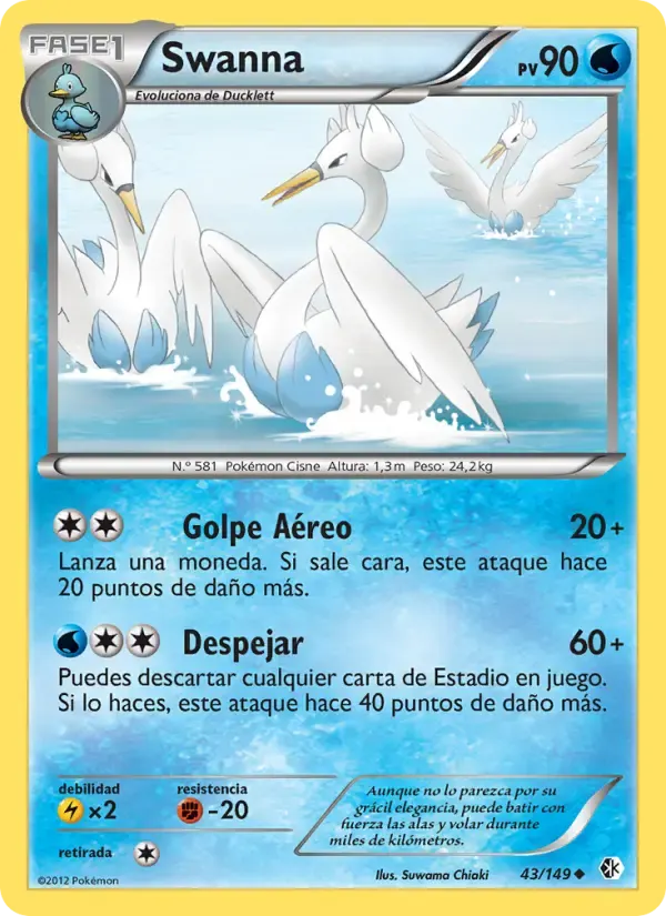 Swanna — Fronteras Cruzadas 43 Spanish Pokémon card