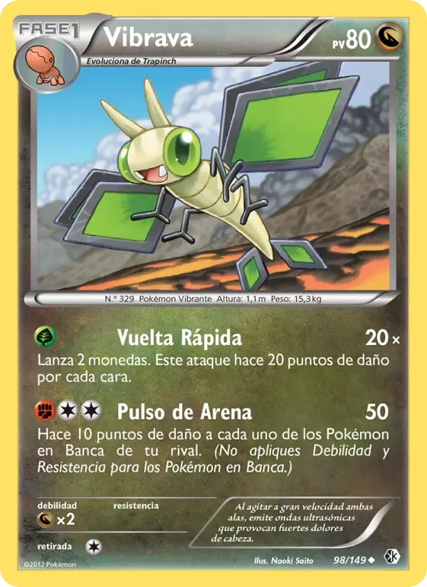 Vibrava — Fronteras Cruzadas 98 Spanish Pokémon card