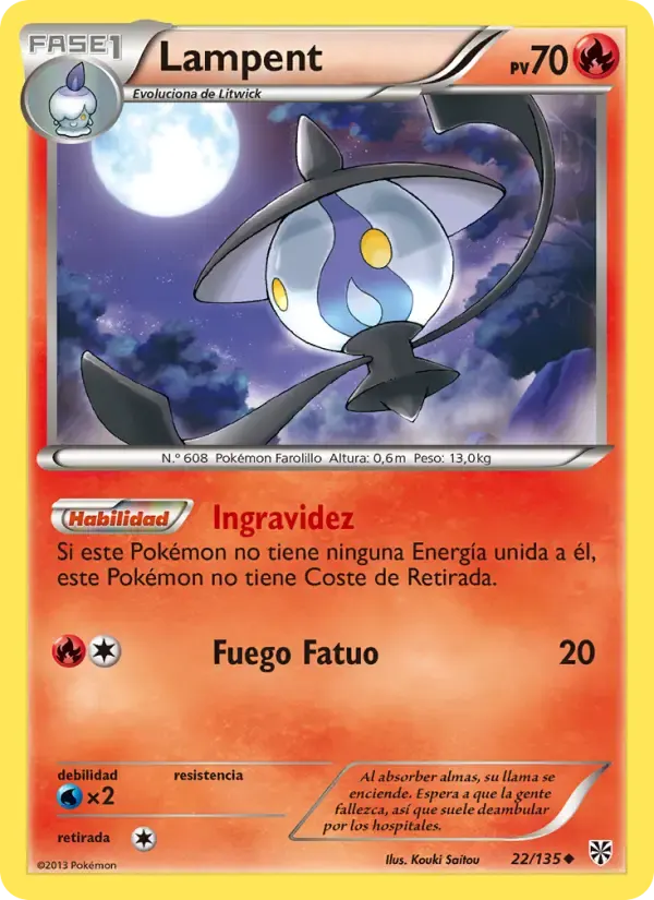 Lampent — Tormenta Plasma 22 Spanish Pokémon card