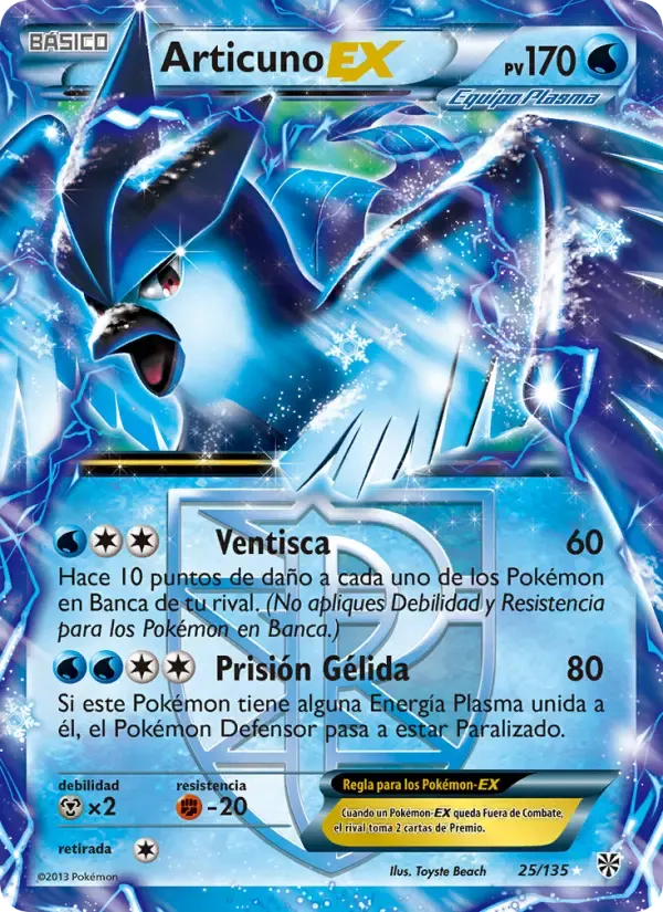 Articuno-EX — Tormenta Plasma 25 Spanish Pokémon card