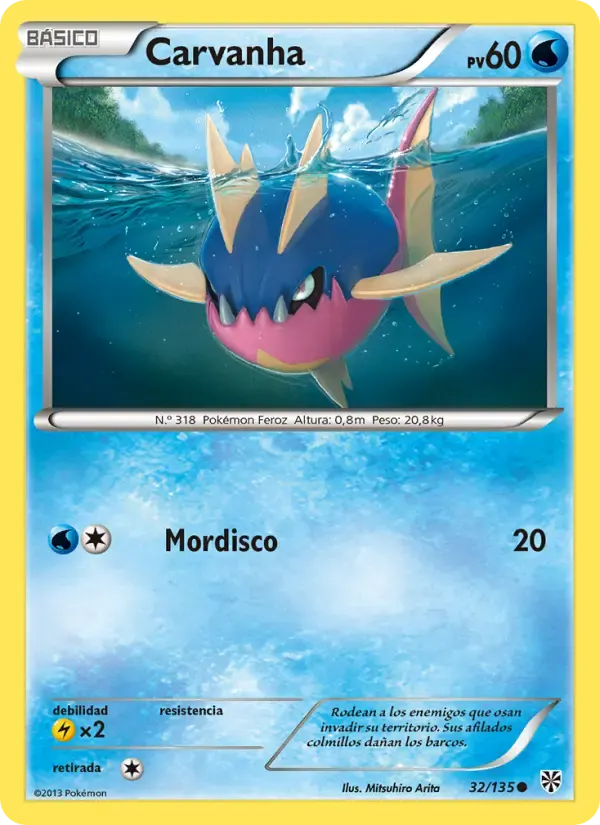 Carvanha — Tormenta Plasma 32 Spanish Pokémon card