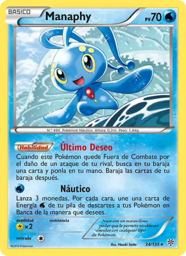Manaphy — Tormenta Plasma 34 Spanish Pokémon card