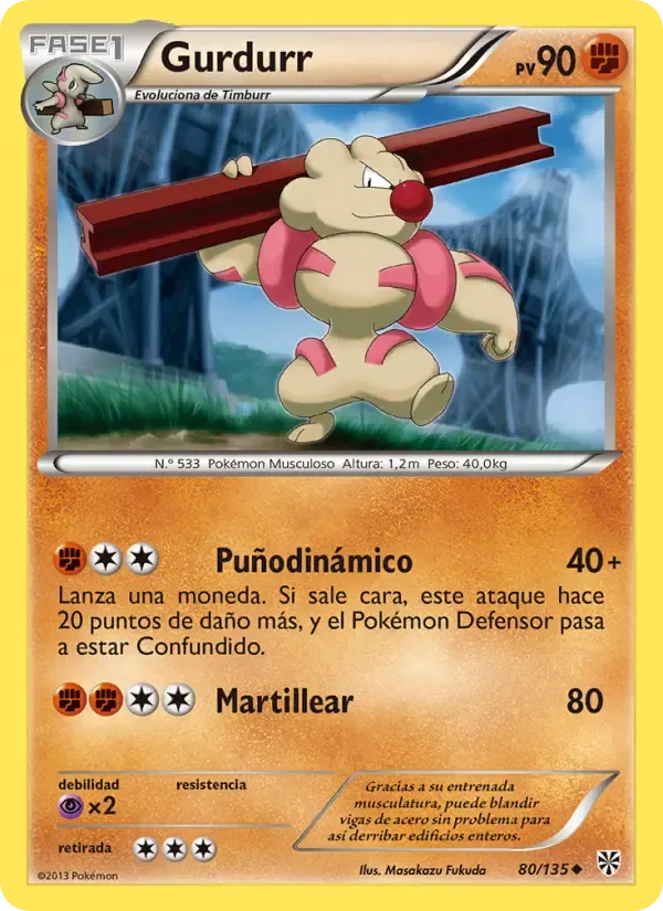 Gurdurr — Tormenta Plasma 80 Spanish Pokémon card