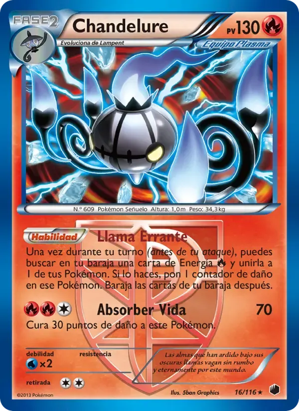 Chandelure — Glaciación Plasma 16 Spanish Pokémon card