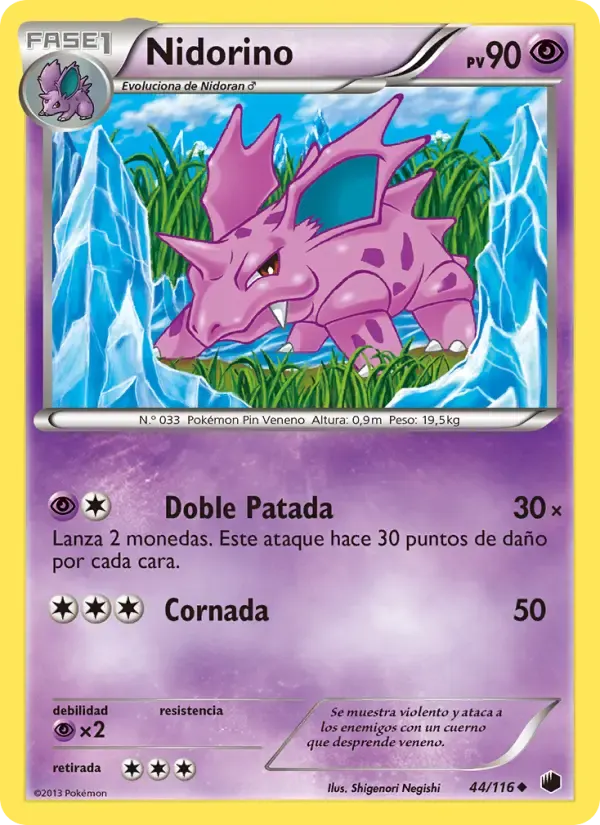 Nidorino — Glaciación Plasma 44 Spanish Pokémon card