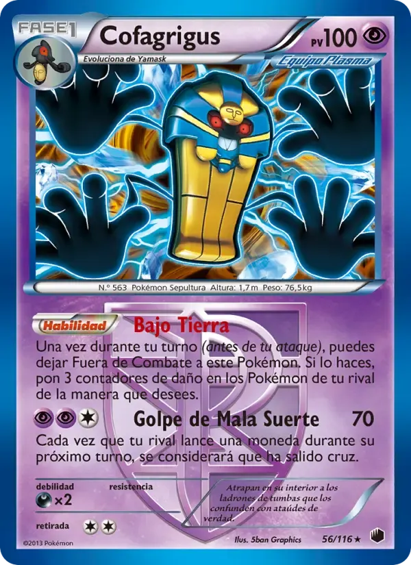 Cofagrigus — Glaciación Plasma 56 Spanish Pokémon card
