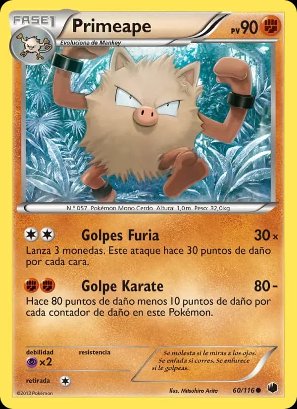 Primeape — Glaciación Plasma 60 Spanish Pokémon card