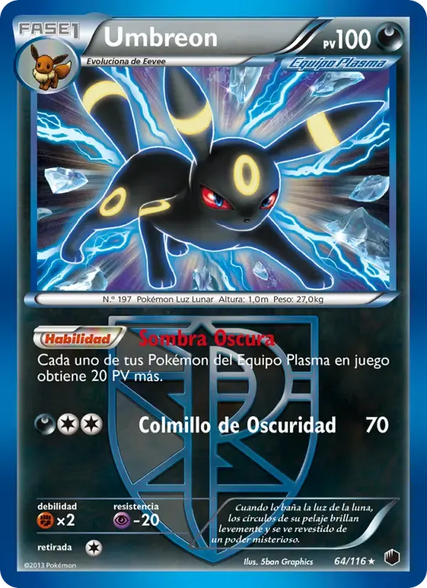 Umbreon — Glaciación Plasma 64 Spanish Pokémon card