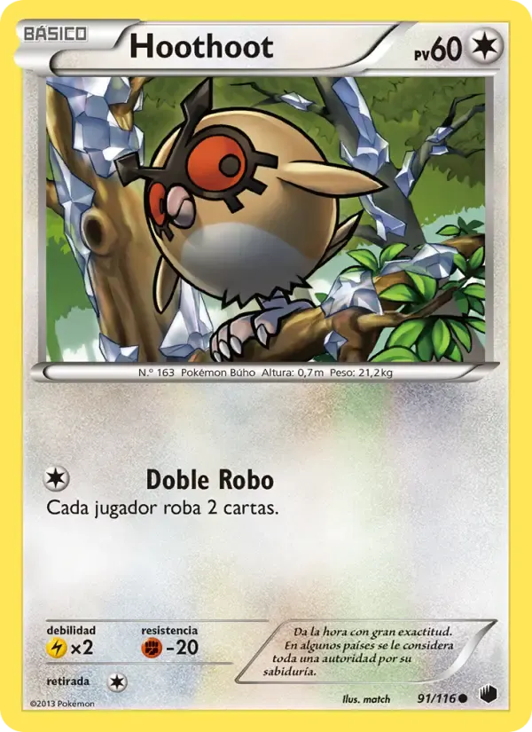 Hoothoot — Glaciación Plasma 91 Spanish Pokémon card