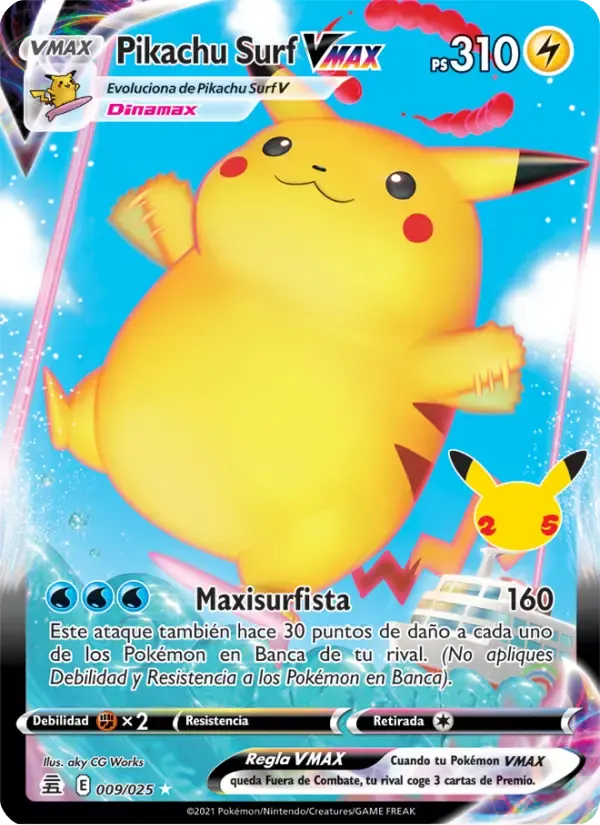 Pikachu Surf VMAX — Celebraciones 9 Spanish Pokémon card