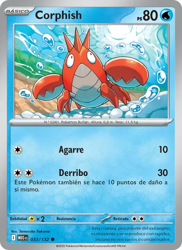 Corphish — Megaevolución 33 Spanish Pokémon card