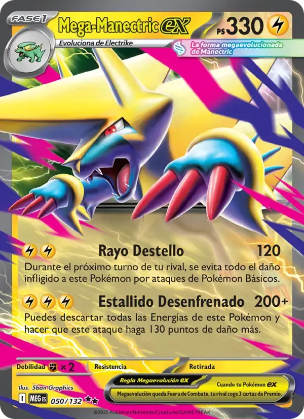 Mega-Manectric ex — Megaevolución 50 Spanish Pokémon card